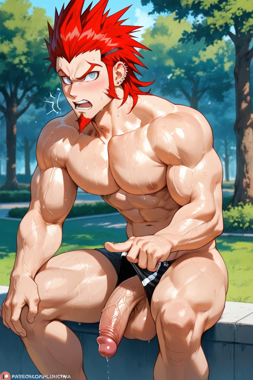 Light Blue Eyes, A Goatee Tied With A Silver Ring On The Chin, Veiny Muscle Porno gay IA