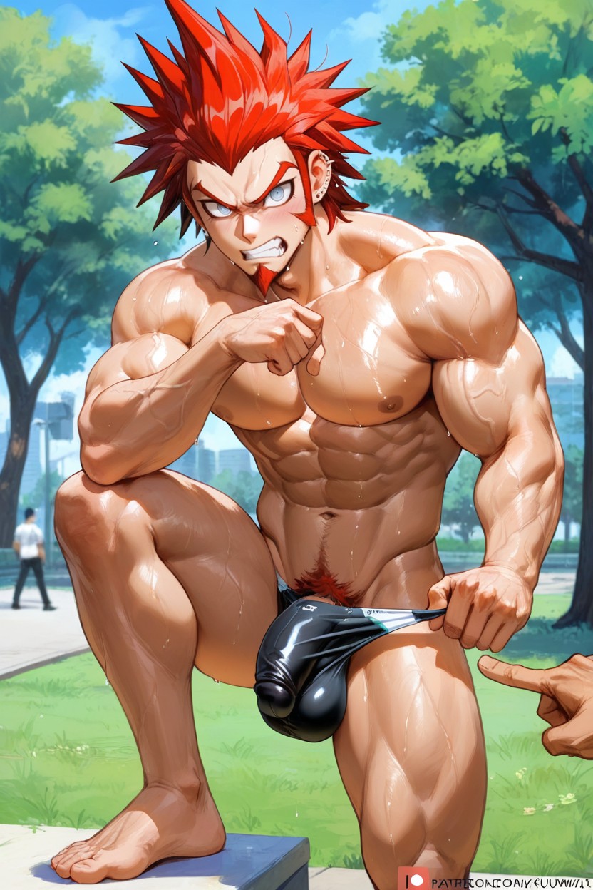 Speedo Pulled Down On Knee, Sorprendida, Labret Piercing Porno gay IA