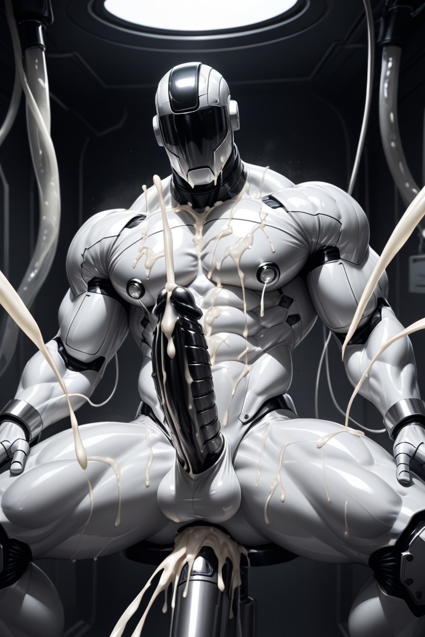 Hyper Detail, Muscular, Silicone Skin Porno gay IA
