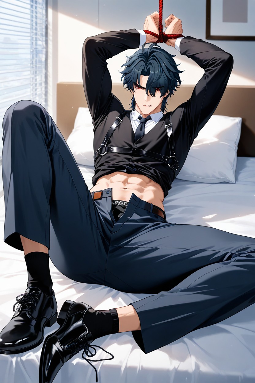 Open Pants, Black Underwear Inside Work Pants, 生氣 AI同性戀黃片