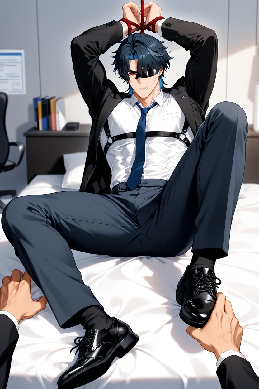 Bedroom, Outfit Ceo, Both Hands Were Tied With Rope AI Gay Porn