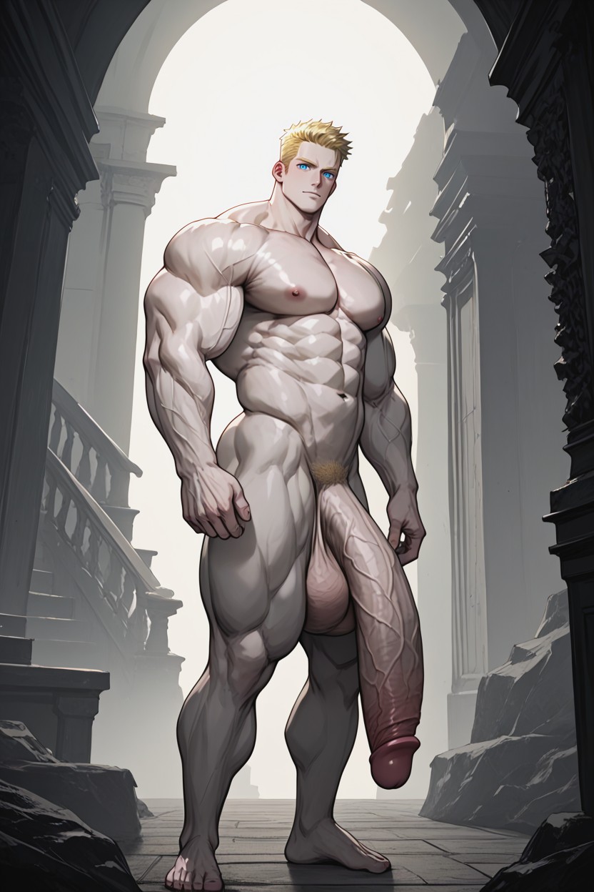 Impossibly Long Hyper Penis, Pale Skin, Oversized Muscles AI Gay Porn