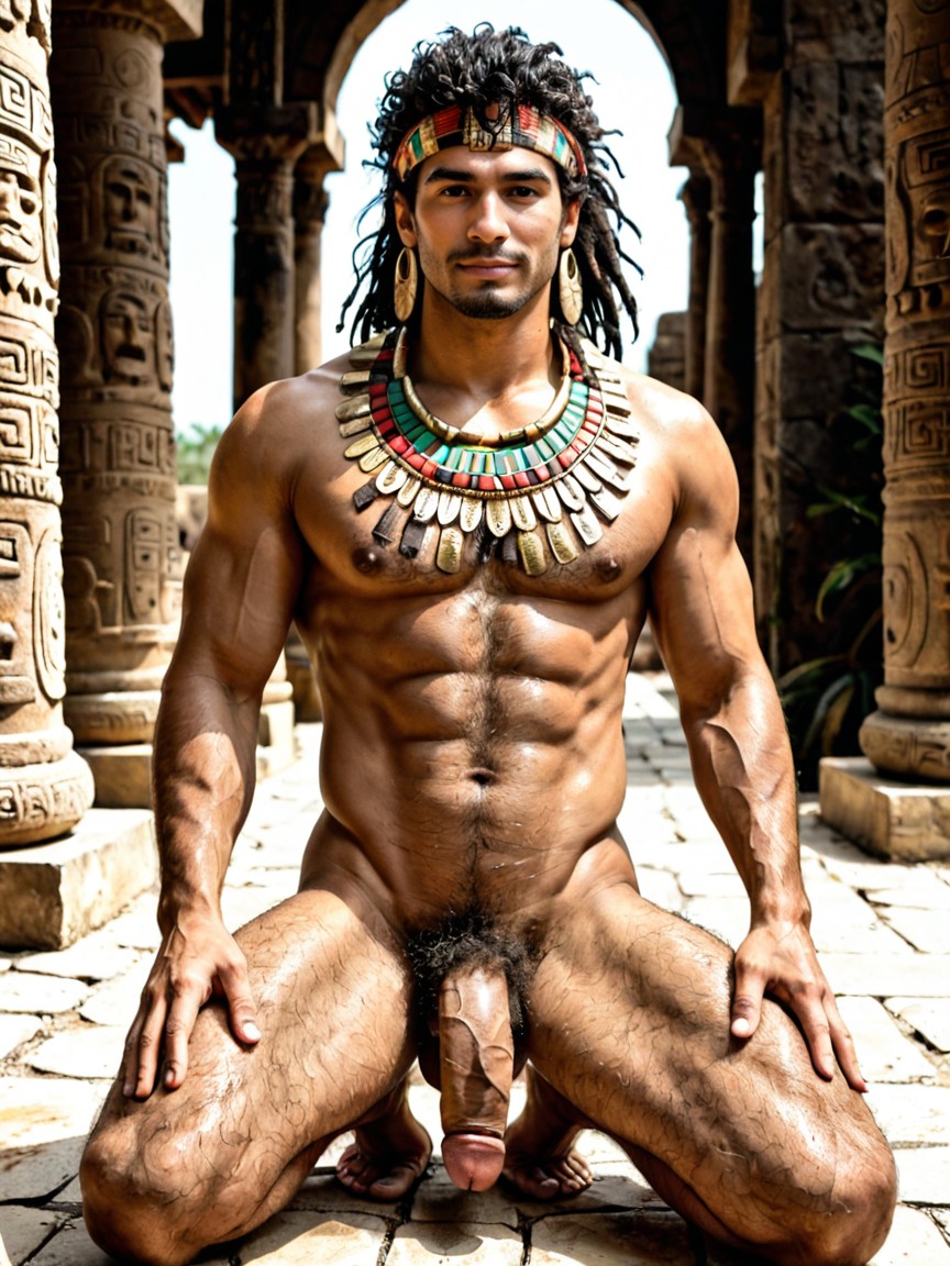 Huge Plump Testicles, Densely Hairy Body, Exposed Cock AI Gay Porn