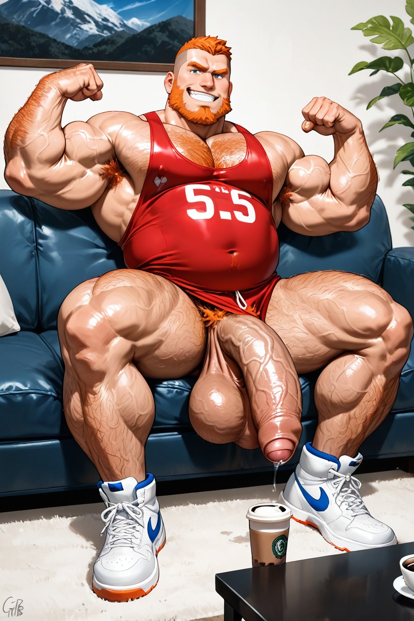 Side View, Smug Expression, Gigantic AI Gay Porn