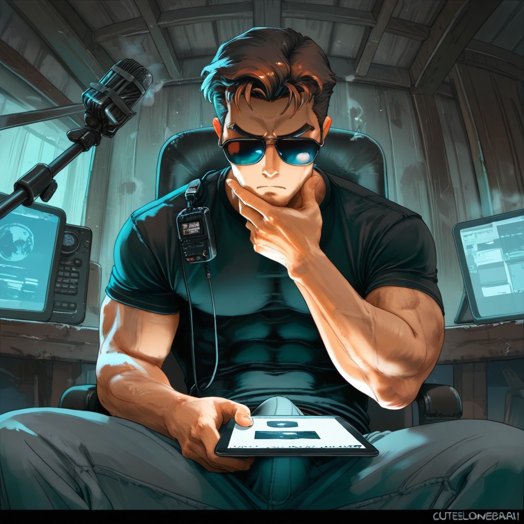 Brown Hair, Hidden Eyes, Sitting AI Gay Porn
