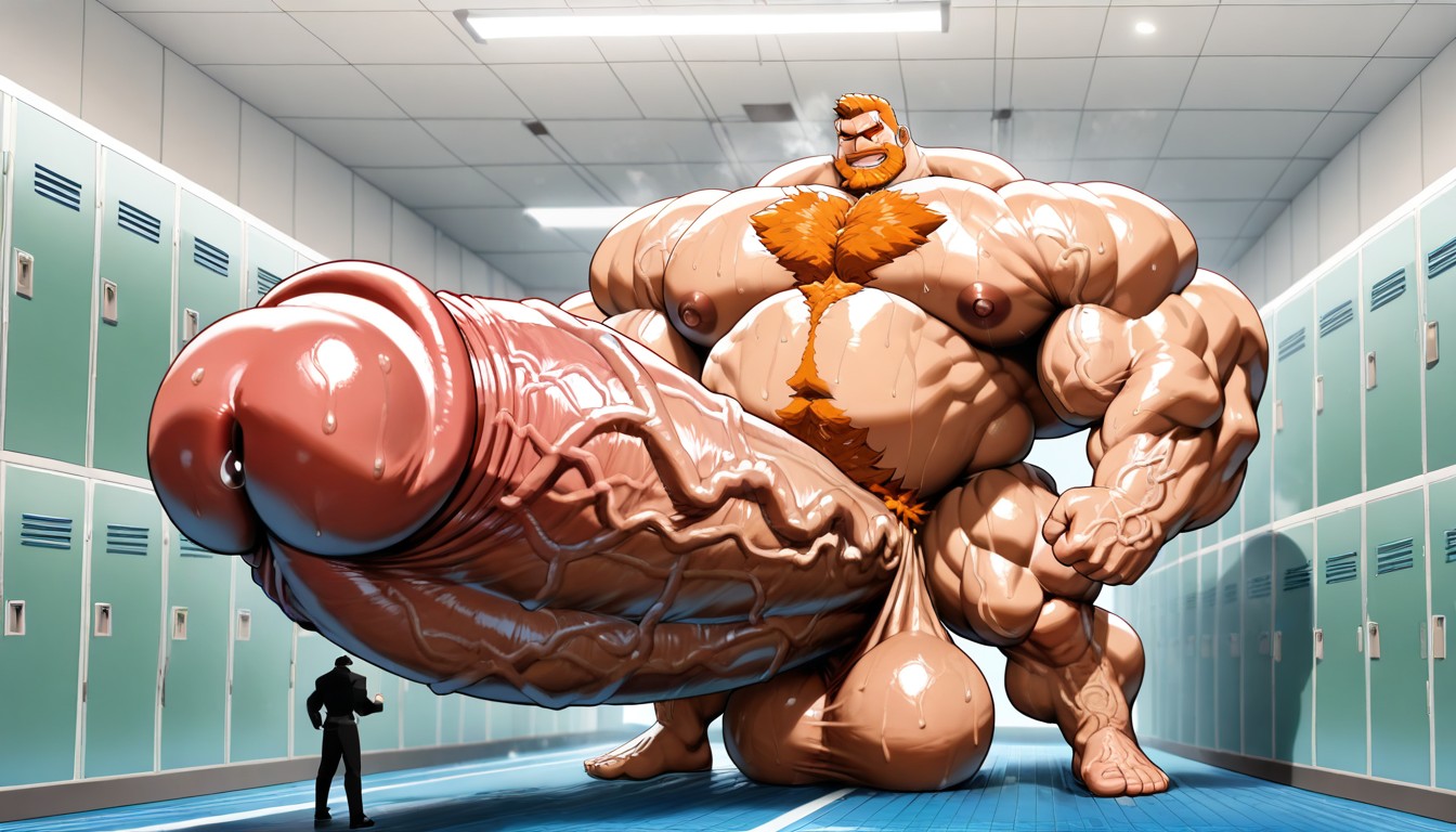 Very Hairy, Absurdly Impossibly Giant Colossal Hyper Cock, Hyper Macro Penis Longer Than Body AI Gay Porn