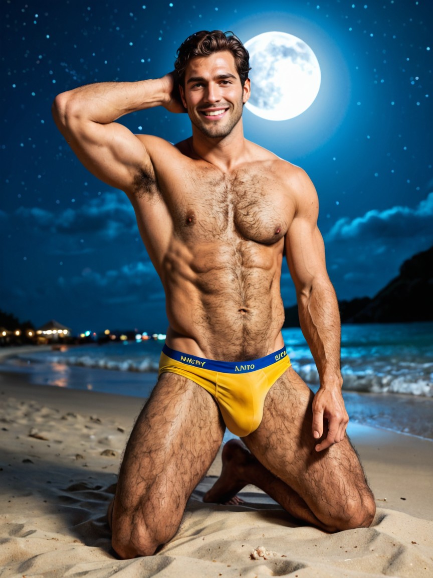 Moon Light, Excessive Hairy Abdomen, Hairy Legs AI Gay Porn