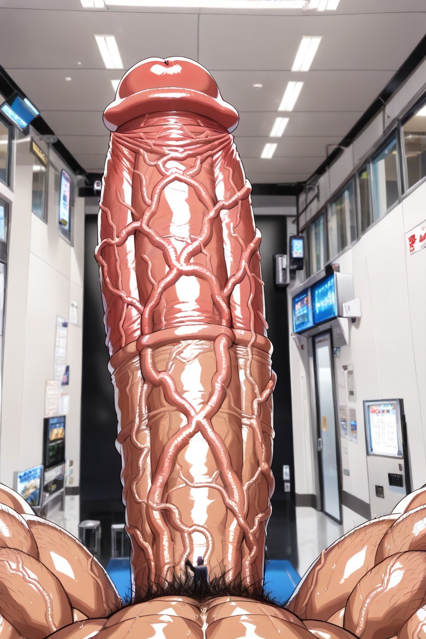 Impossibly Hyper Cock, Hyper Macro Penis Longer Than Body, Gigantic Monster Cock AI Gay Porn