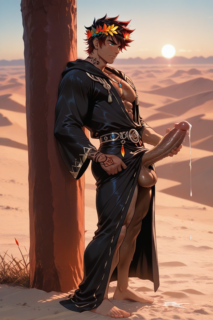 Full Body Shot, Zagreus From Hades Video Game, Defined Biceps AI Gay Porn