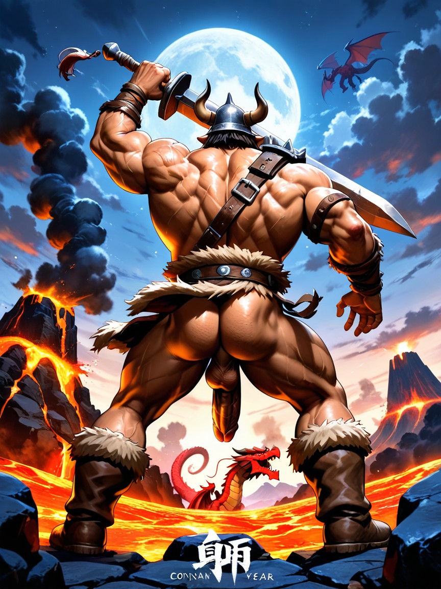 Human Warrior, Fur Boots, Conan The Barbarian AI Gay Porn