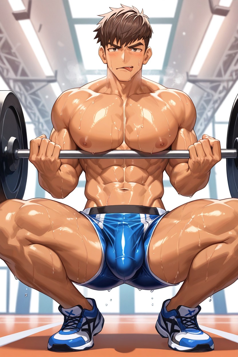 Nyuudles Art Style, Mouth Open, V-shaped AI Gay Porn