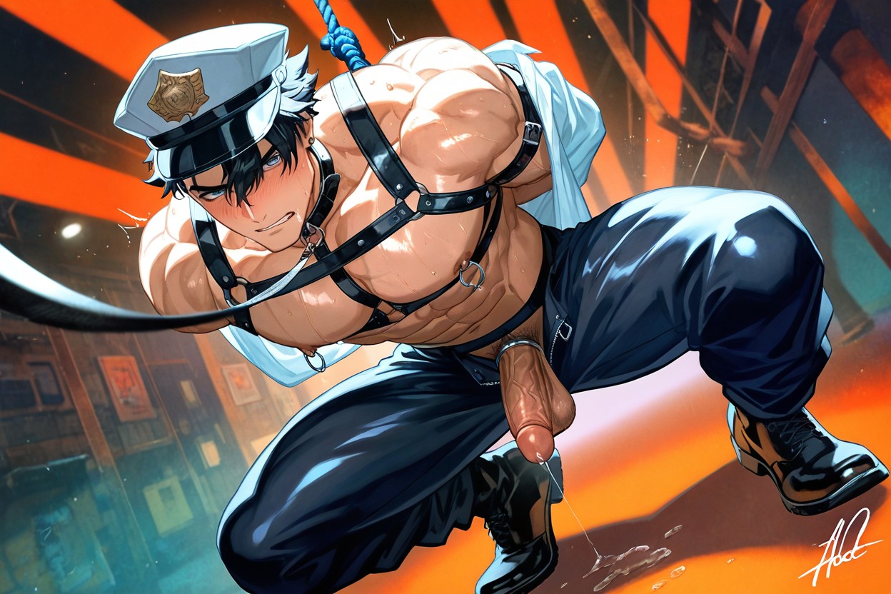 Leaving His Entire Muscular Chest Open, Hdr, Highly Detailed Porno gay IA