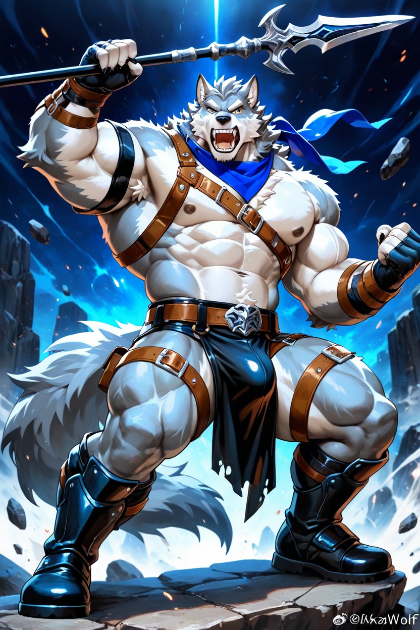 Anthrowolf, Roaring Face, Clenched Fist Porno gay IA