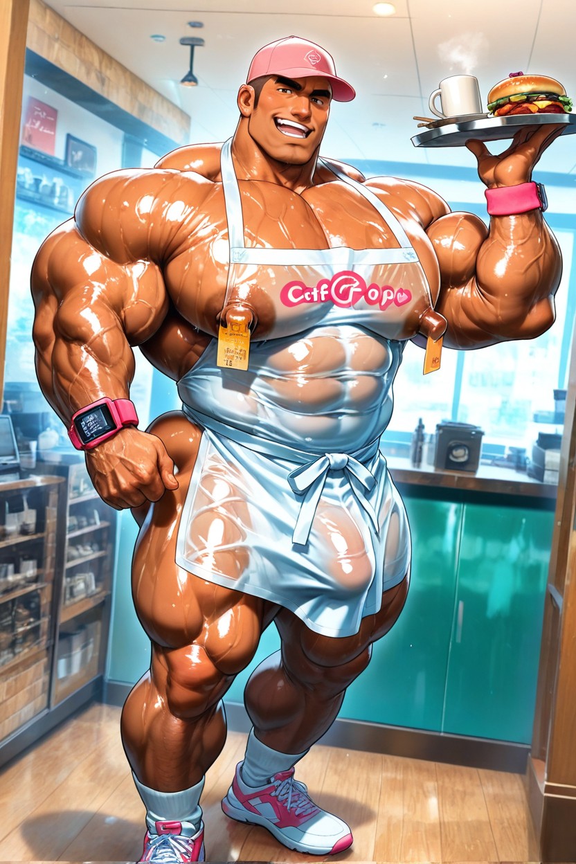 Smooth Wrinkle-free Face, Gigantic Muscle Leg, Pink Wrist Watch AI Gay Porn