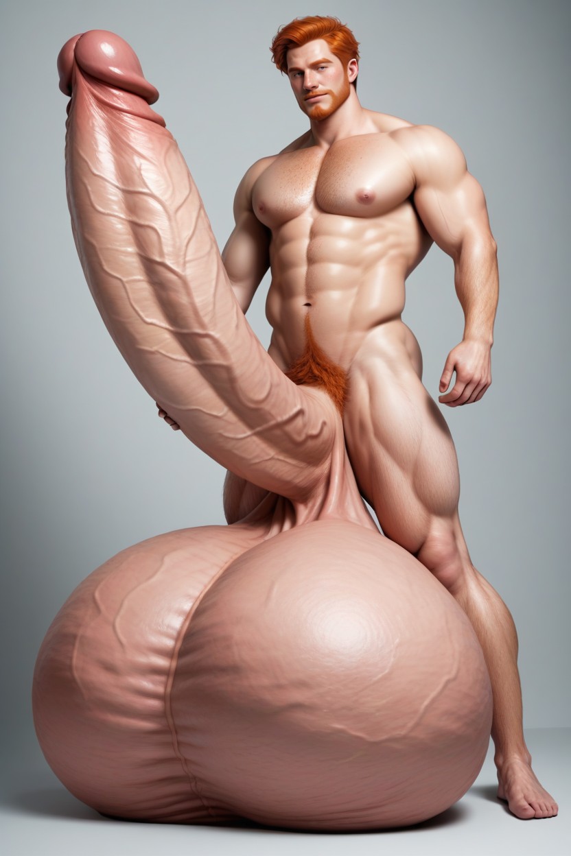 Hyper Realistic, Oversized Hyper Gigantic Balls, Hyper Cock Porno gay IA