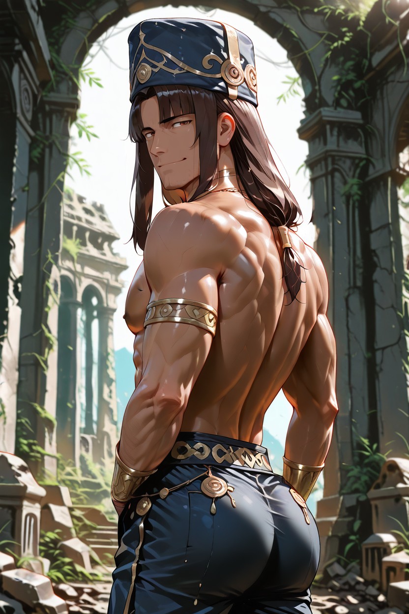 Ancient Ruins Stuff, 18+, Tan Skin AI Gay Porn