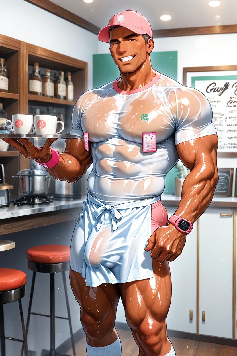 No Beard, Interior, Cafe Shop Staff Porno gay IA