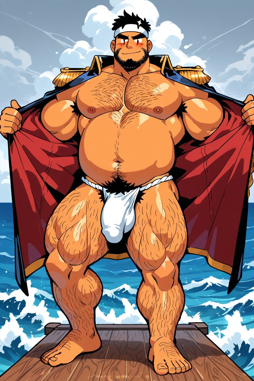 Looking To Viewer, Thick Muscular Body, Don't Draw One Person As If They Were Two AI Gay Porn