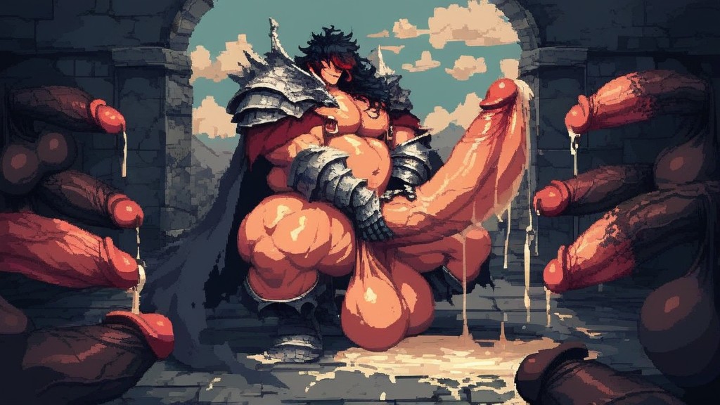 Hyper Huge Bulging Testicles, Hyper Penis Gay Orgy, Masculine Chest AI Gay Porn