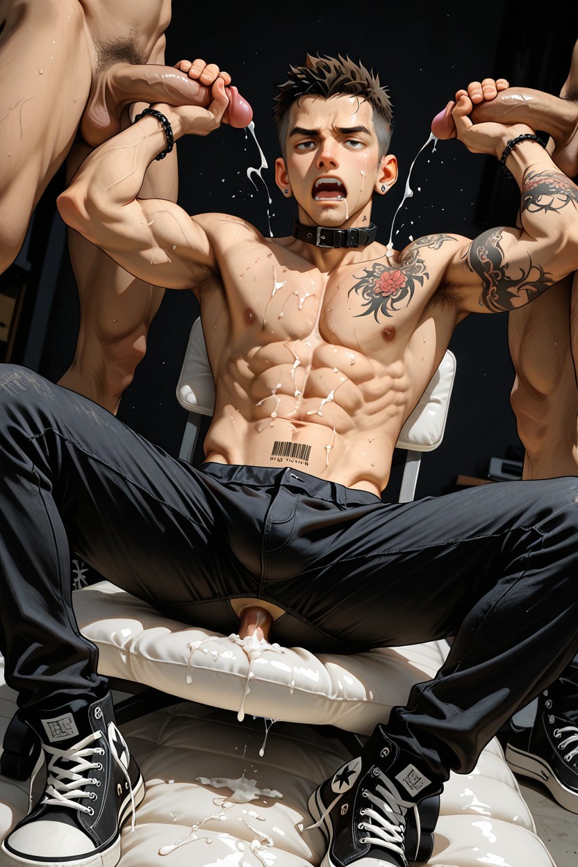 Primer Plano, Bedroom, Leather Collar Porno gay IA