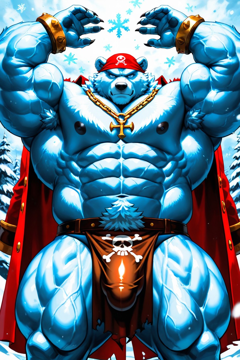 White Fur Body, Oversized Muscles, Gold-blue Eyes AI Gay Porn