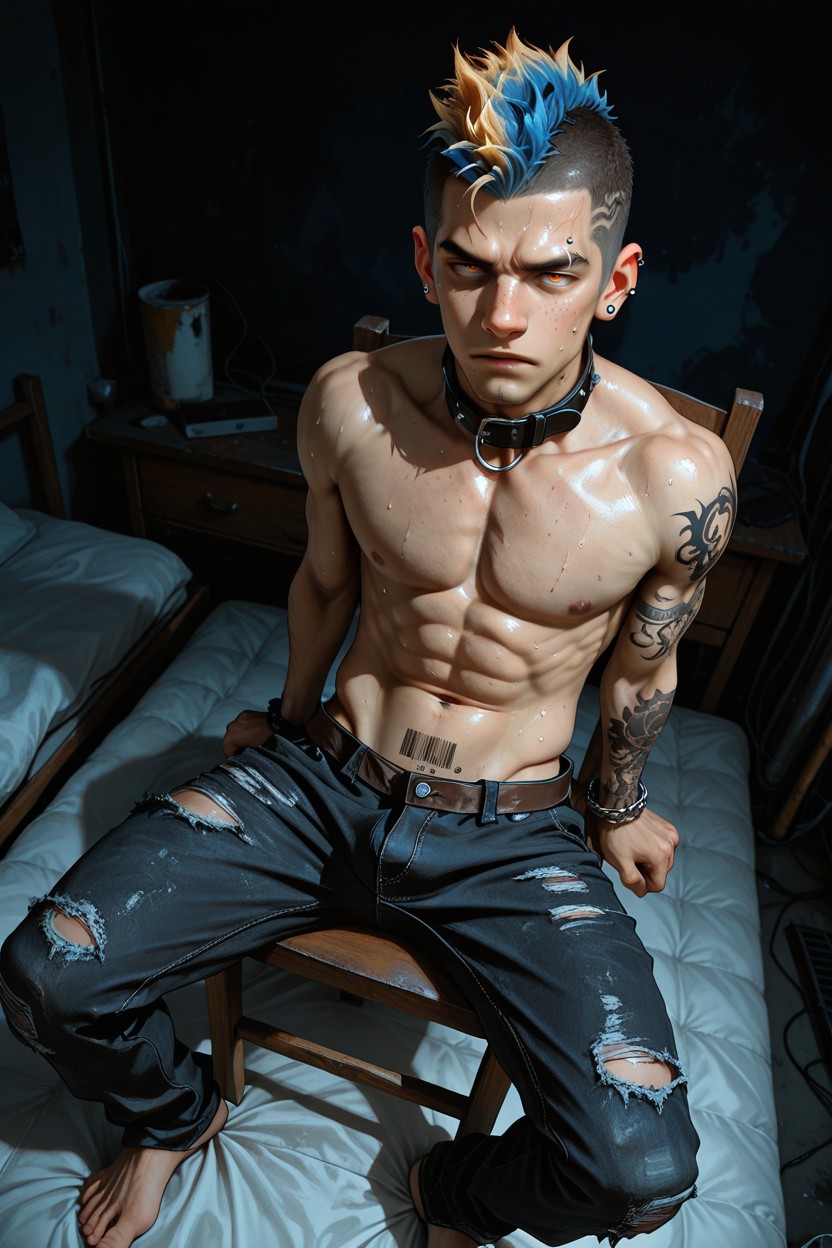 Boyish Guy, Dark Background, De Arriba A Abajo Porno gay IA