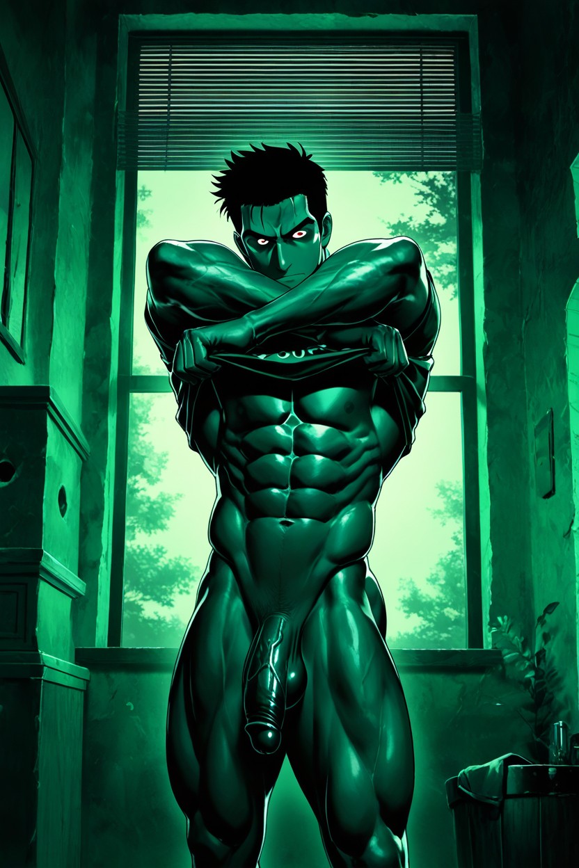 Abs Exposed, Trees In Background, Muscle Body ゲイAIポルノ