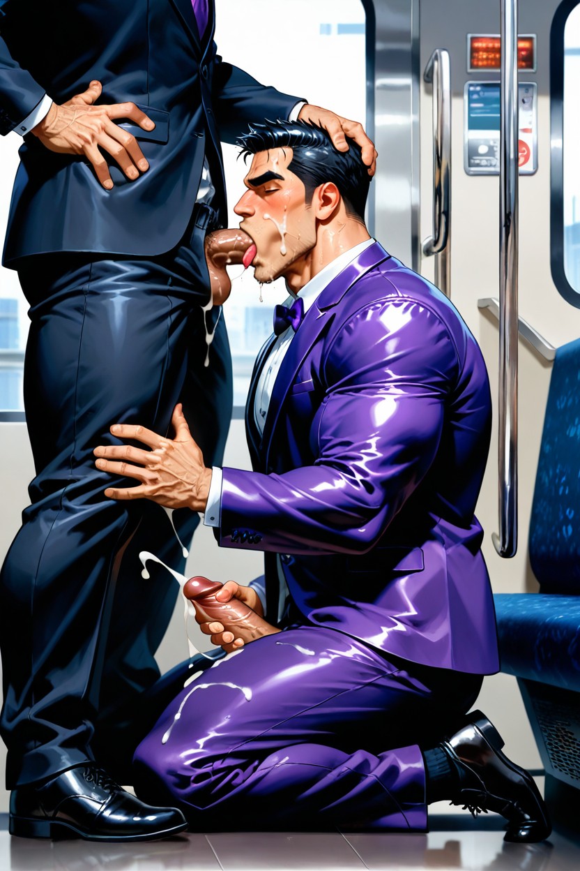 Formal Glossy Purple Tuxedo, Purple Tuxedo, Close Eyes Porno gay IA