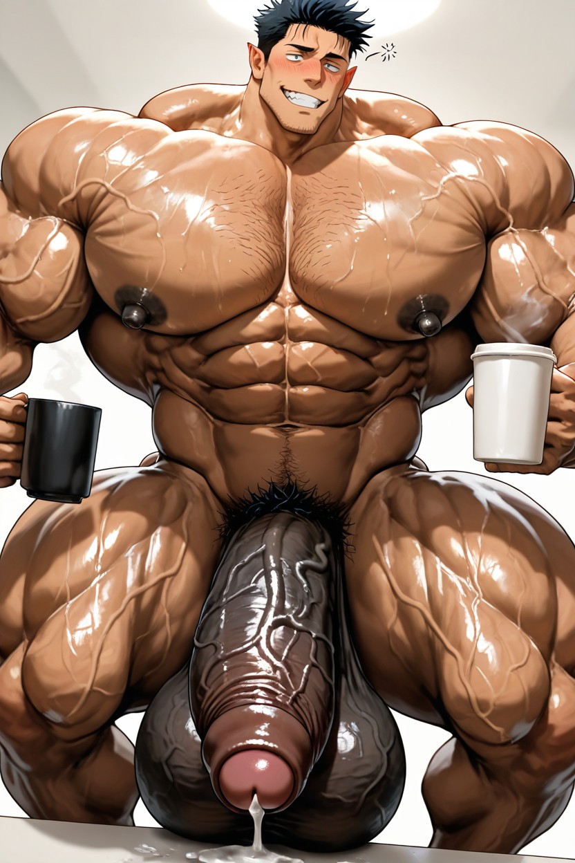 Precum, Powerful Thick Thighs, Body Bent Forward AI Gay Porn