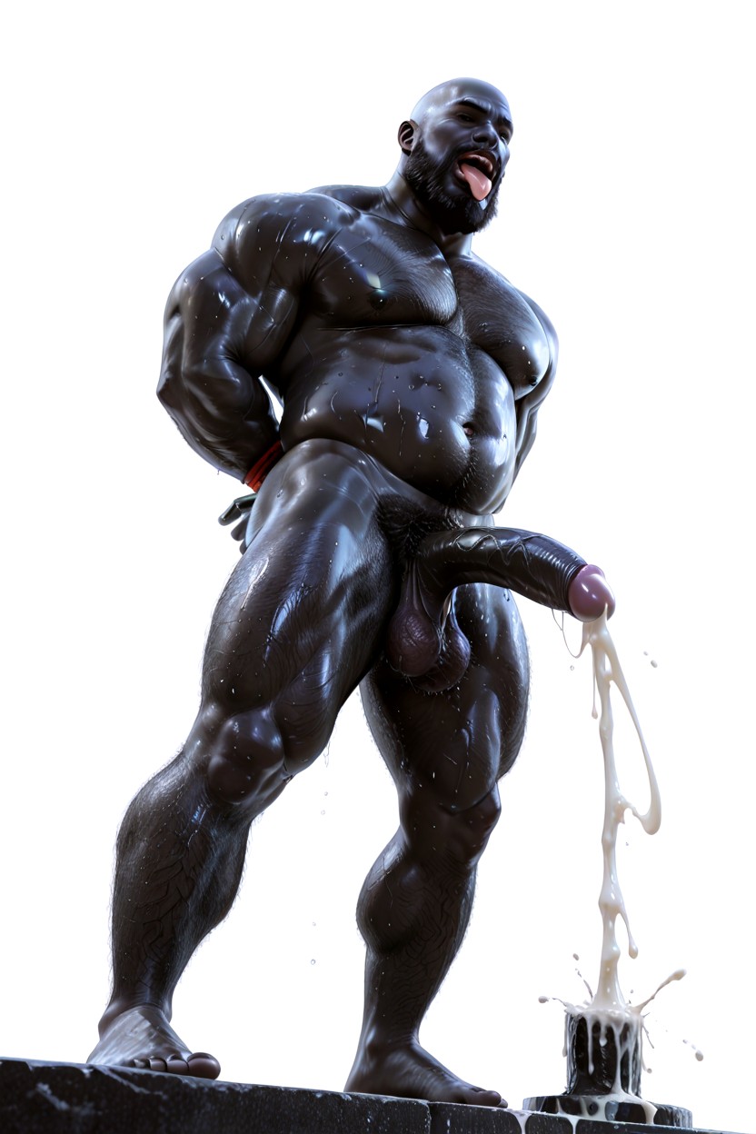 Bound Behind Back, Hairy Scrotum, White Cum Cover All Over Cock AI Gay Porn