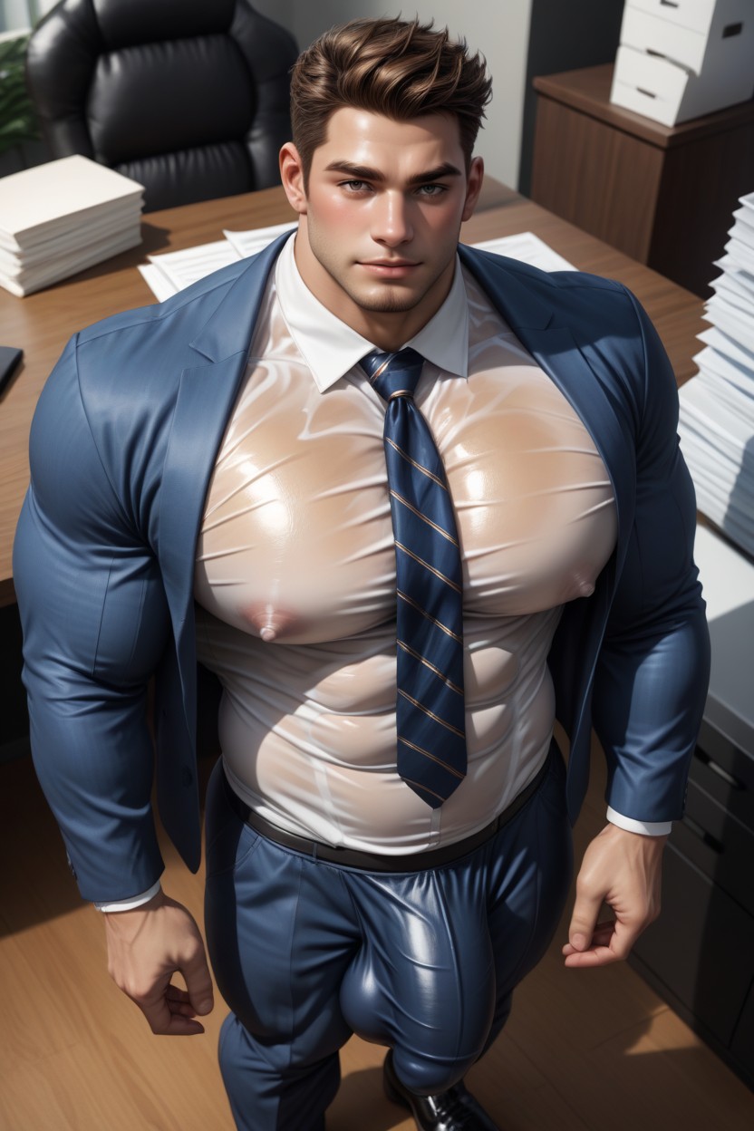 Big Round Pecs, Big Giant Bulge, Gigantic AI Gay Porn