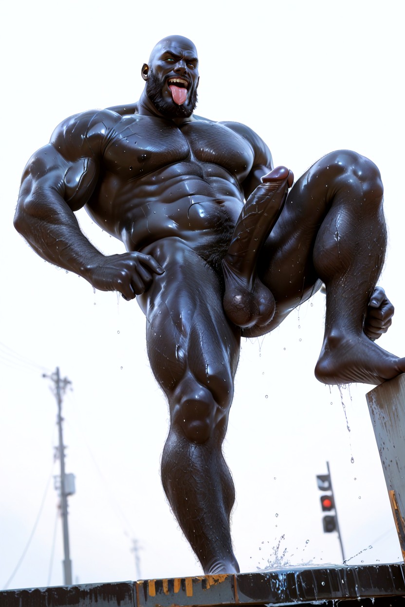 Black Nipples, 足を上げるポーズ, ボトムアップ ゲイAIポルノ