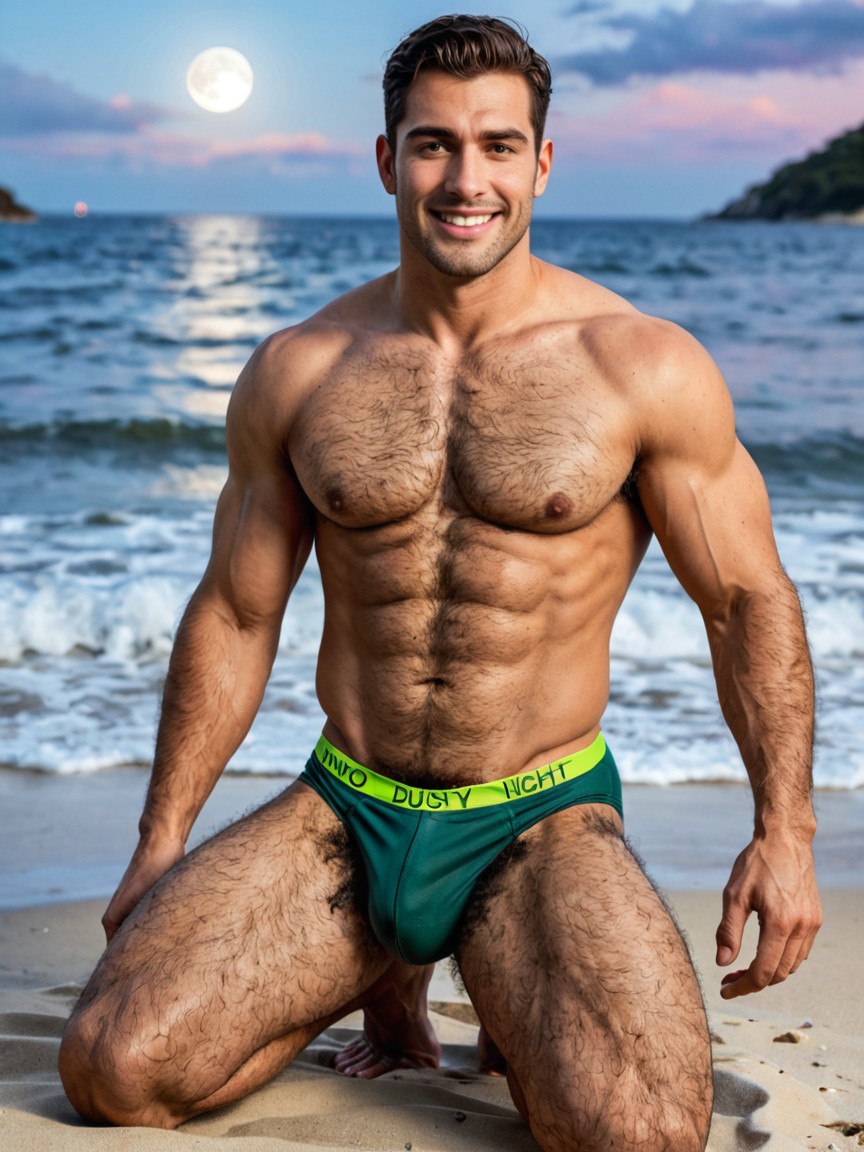 Kneeing In The Sand, Muscular, Arms In The Sand Porno gay IA
