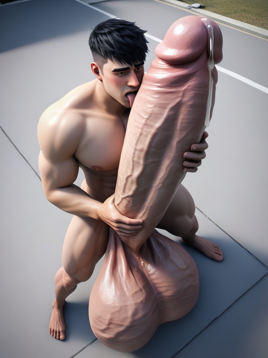 Male, Realistic, Gigantic Uncut Hyper Cock Thicker And Longer Than Body AI Gay Porn