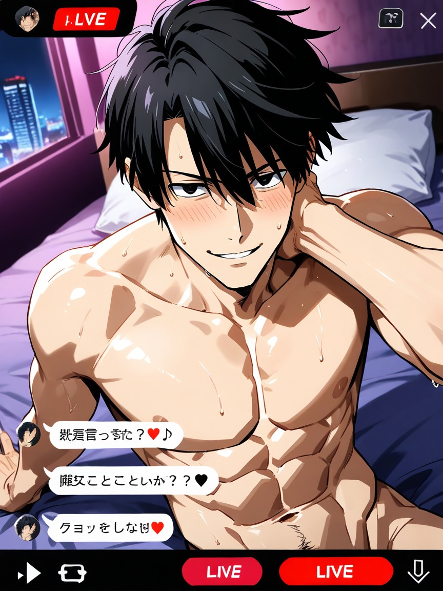 Kageyama Ritsu Is Male, Solo, Red Colors AI Gay Porn