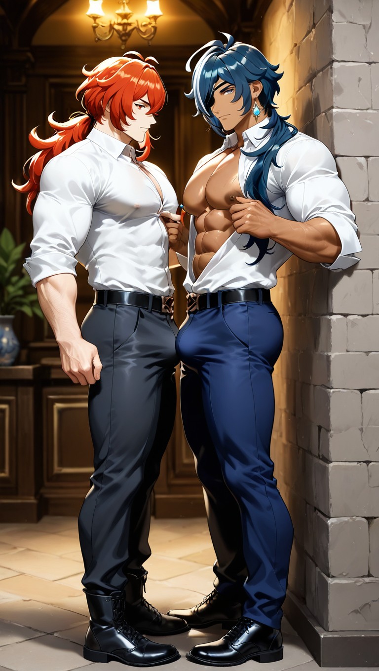 Side View, Men, Full Body AI Gay Porn