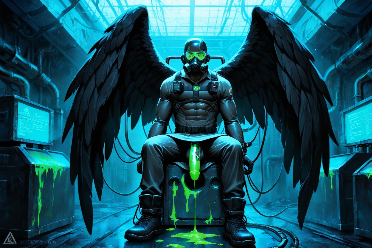 Grim Sci-fi, Gas Masks, Gaunt Pale-skinned Humanoid Captor Porno IA Gay