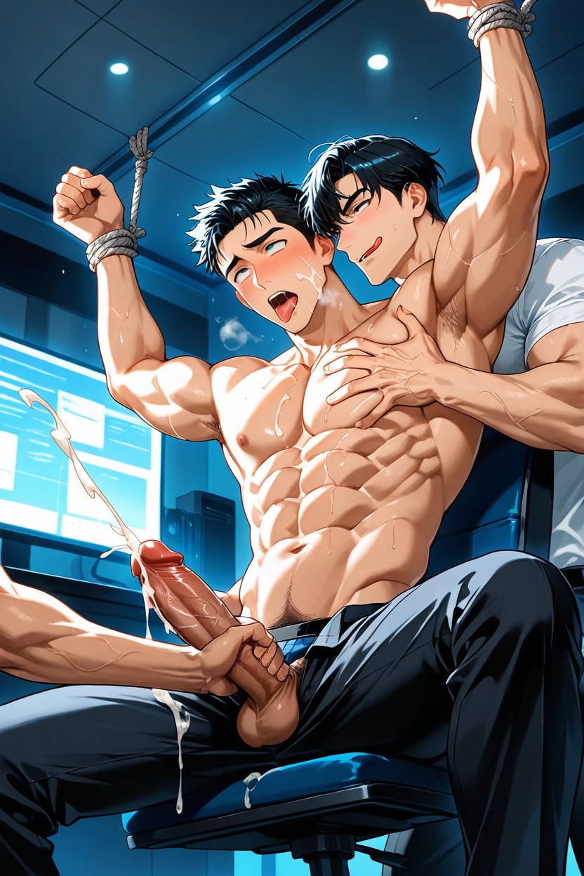 18+, Cumshot, Groping His Body AI Gay Porn