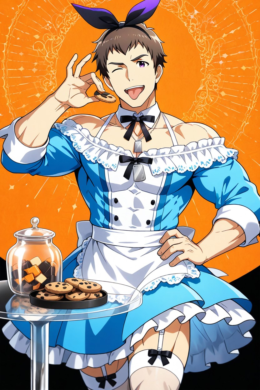 Arm Up, Head Up, Off-shoulder Light Blue Dress AI Gay Porn