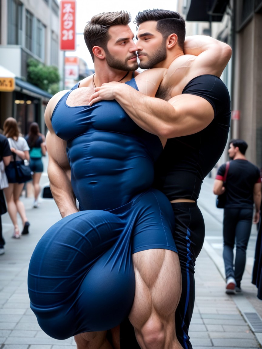 Hq, Masivo, Upright Fully Erect Hyper Bulge Pressed Against Torso Under Fabric Porno gay IA