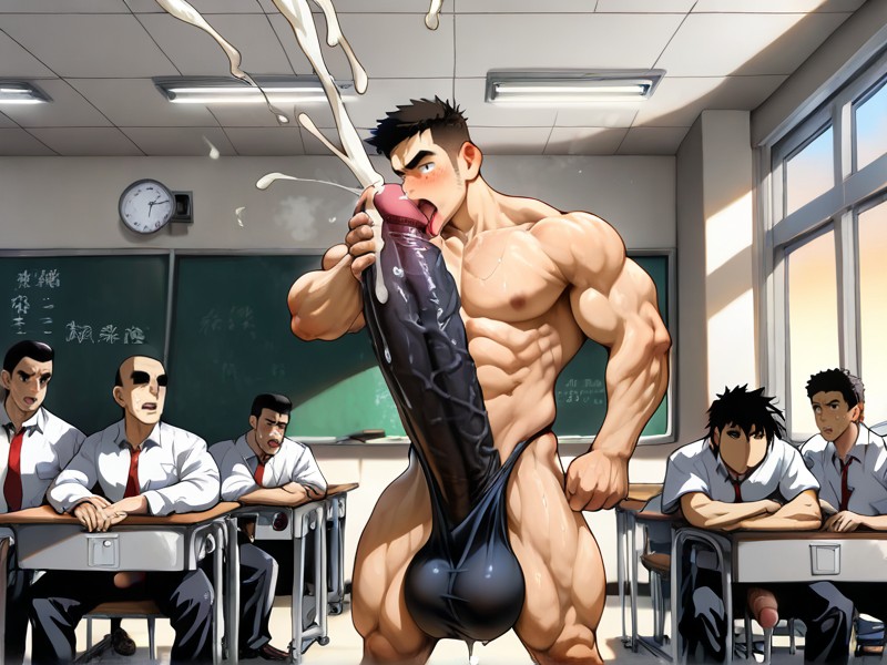 Hugging Cock, Clear Lines, Men Watching All Have Obvious Erection Bulges AI Gay Porn