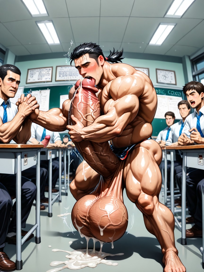 Hugging Cock, Academic, Men Watching All Have Obvious Erection Bulges AI Gay Porn
