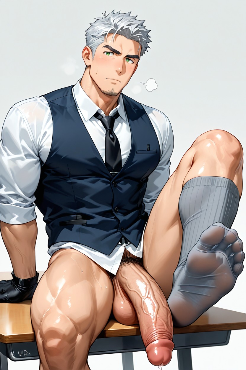 18+, Black Necktie, Ash Hair AI Gay Porn
