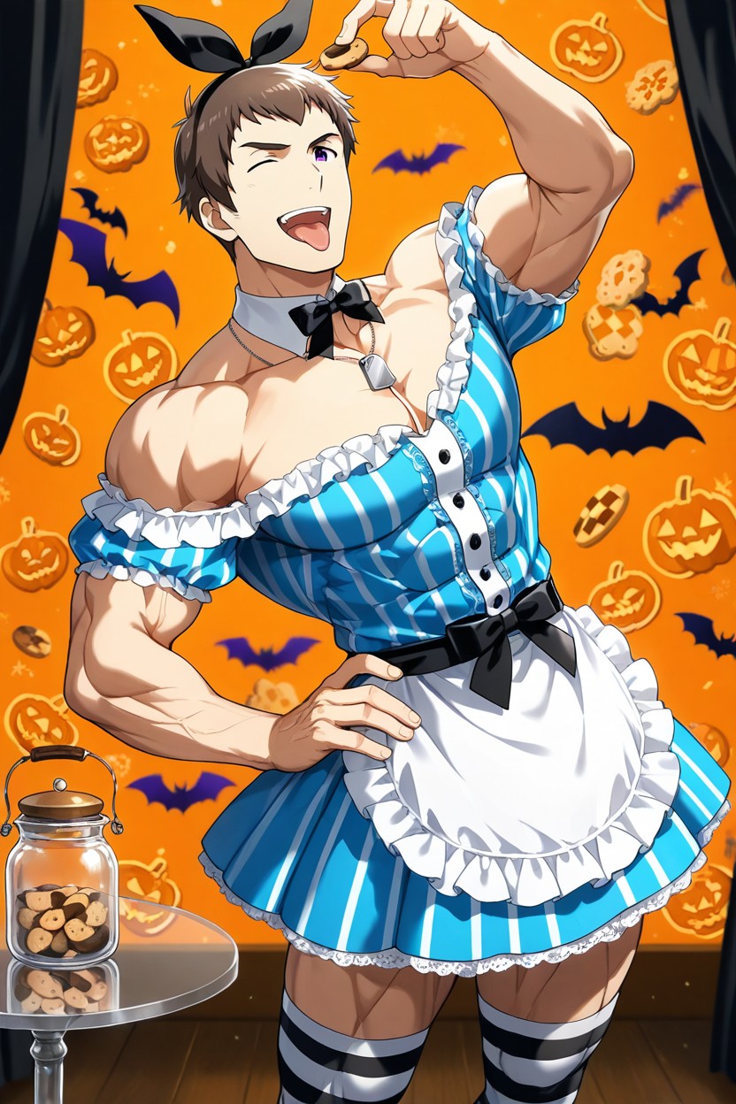 Holding A Cookie, Vibrant Colors, Musculosa Porno gay IA