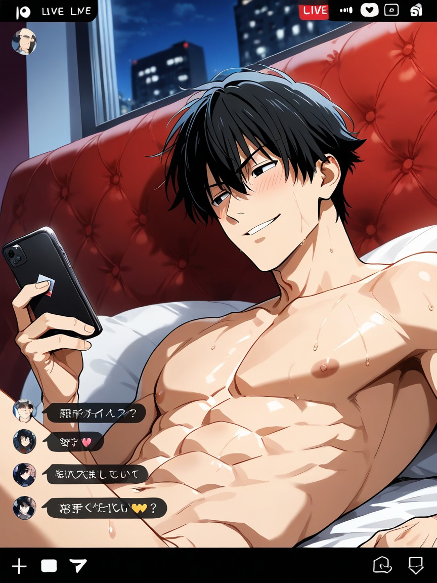 On King Bed, Naked, From Below AI Gay Porn