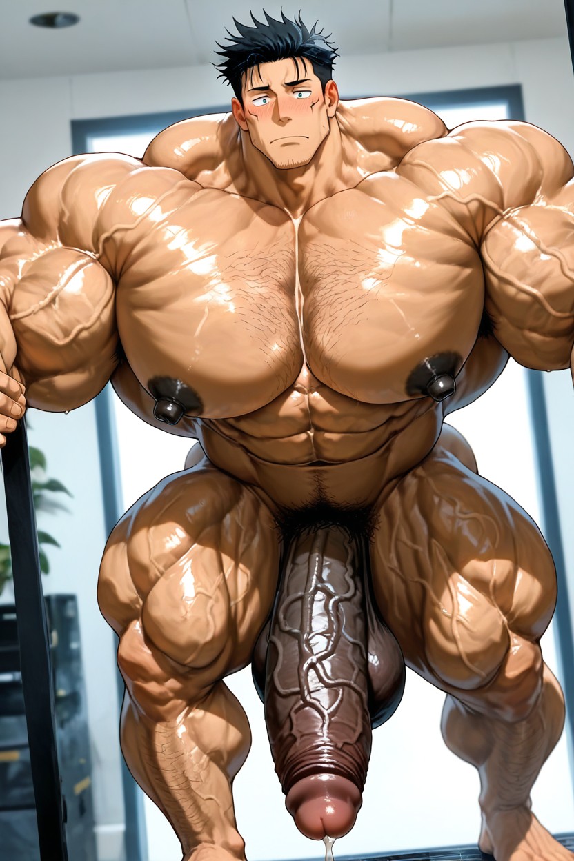 Blushing, Hyper Giant Veiny Muascle Cock, Bodybuilders AI Gay Porn