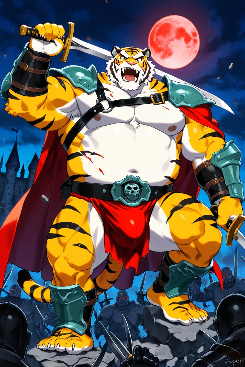 White Belly, Gothic Castle Ruins, Pointed Black Claws AI Gay Porn