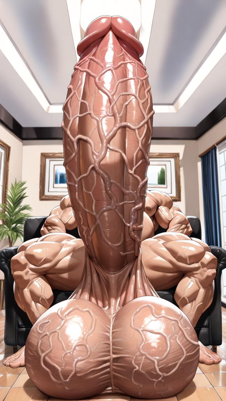 Floor To Ceiling Mega Girth Penis, Girthy Giant Cock, Hyper Macro Penis Longer Than Body AI Gay Porn