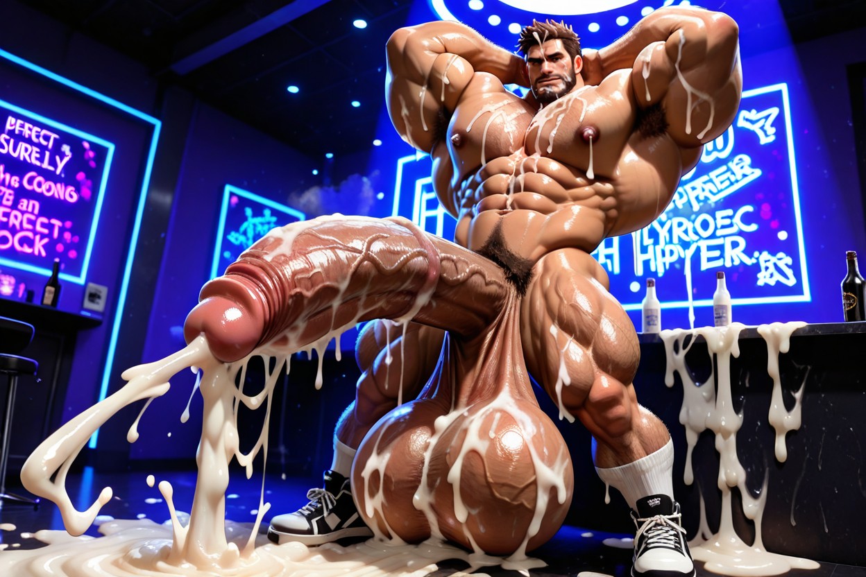 Penis Longer And Thicker Than Body, Cum On Head And Hair, Hyper Cum ゲイAIポルノ