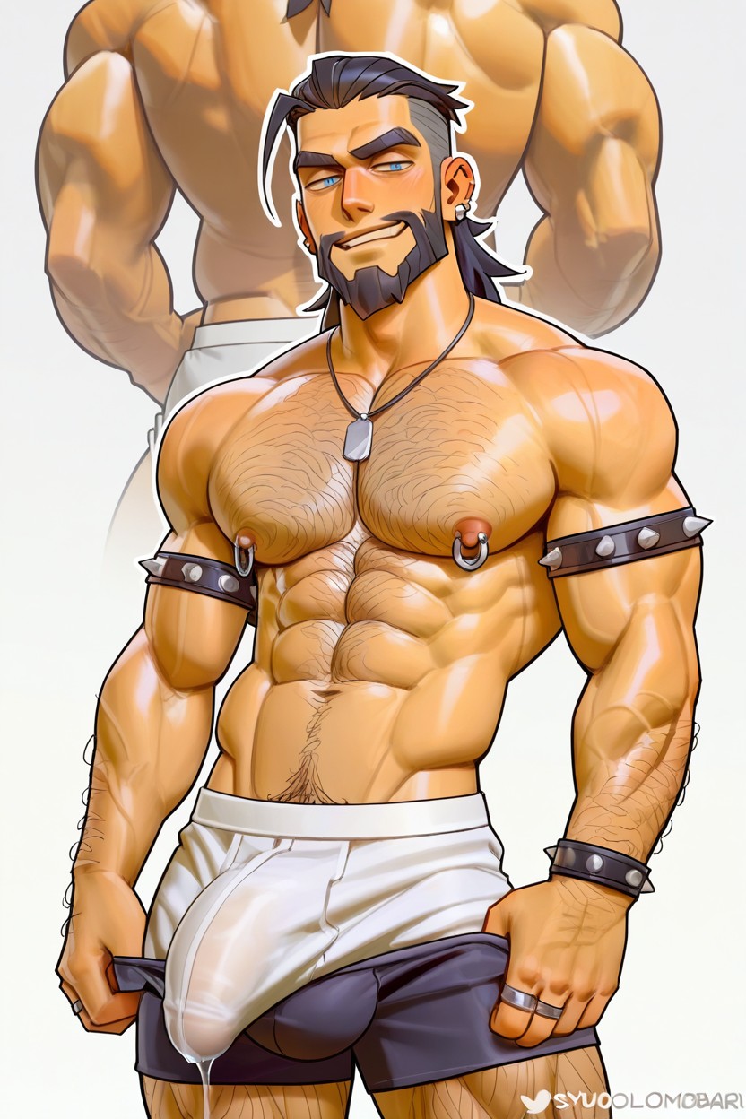 Hairy Chest And Abs, Full Lips, Smirk AI Gay Porn